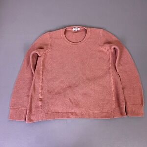 Madewell Sweater Women's Medium Rose Pink Garter Stitch Cotton Blend Crewneck